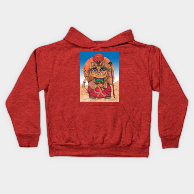 Sekhmet Egyptian Goddess lucky cat Kids Hoodie by JenStedman73